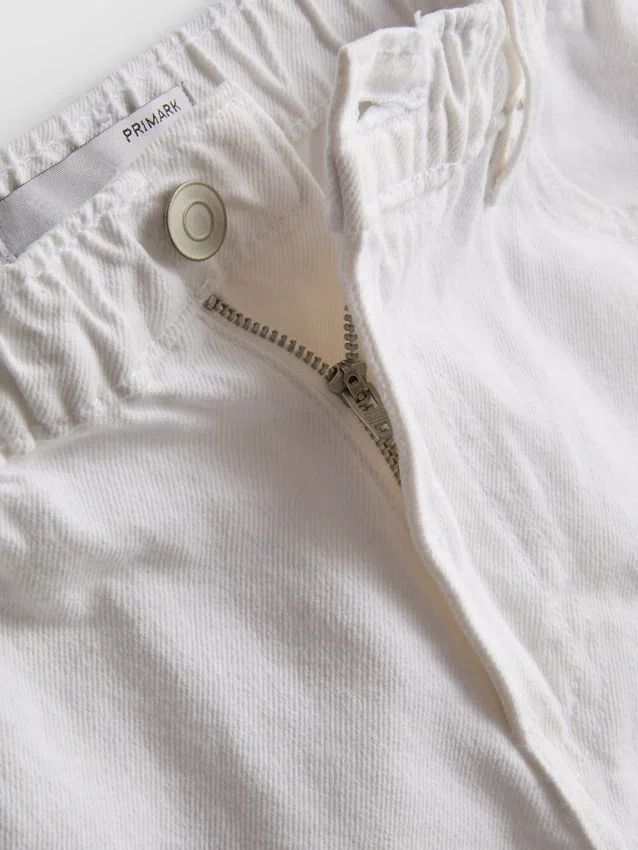Cotton denim a-line shorts