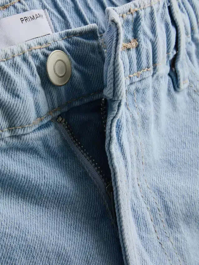 Cotton denim a-line shorts