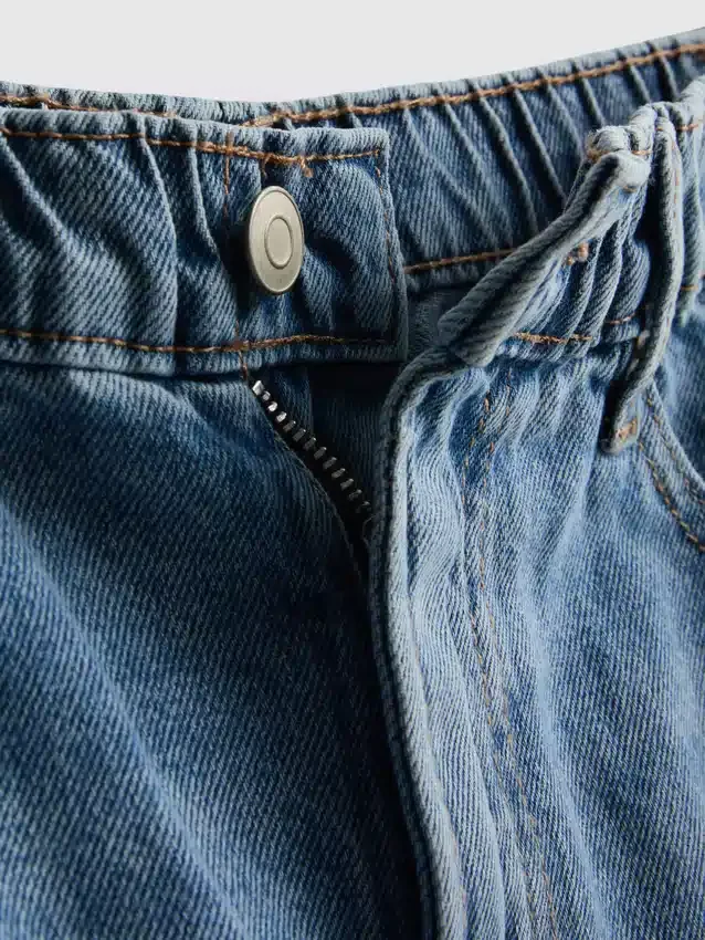 Cotton denim a-line shorts