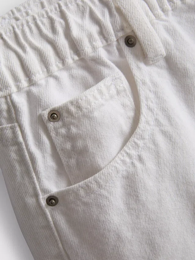 Cotton denim a-line shorts