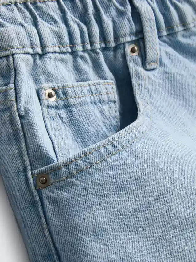 Cotton denim a-line shorts