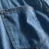Cotton denim asymmetric wrap skort