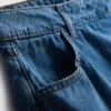 Cotton denim asymmetric wrap skort