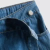Cotton denim asymmetric wrap skort