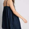 Cotton denim babydoll mini dress