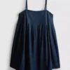 Cotton denim babydoll mini dress