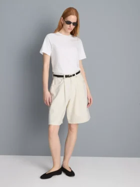 Cotton denim bermuda shorts