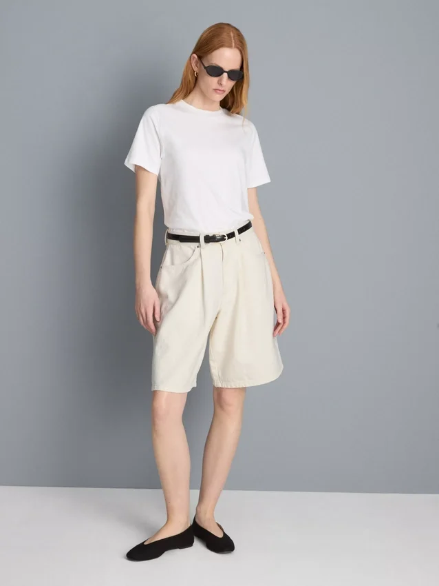 Cotton denim bermuda shorts