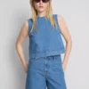 Cotton denim bermuda shorts