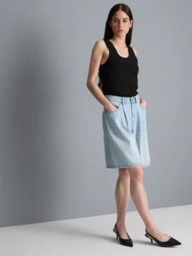 Cotton denim bermuda shorts