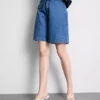 Cotton denim bermuda shorts