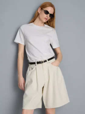 Cotton denim bermuda shorts