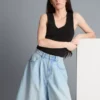 Cotton denim bermuda shorts