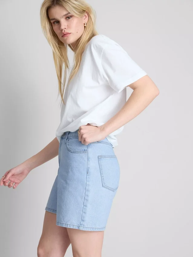 Cotton denim bermuda shorts