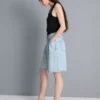 Cotton denim bermuda shorts