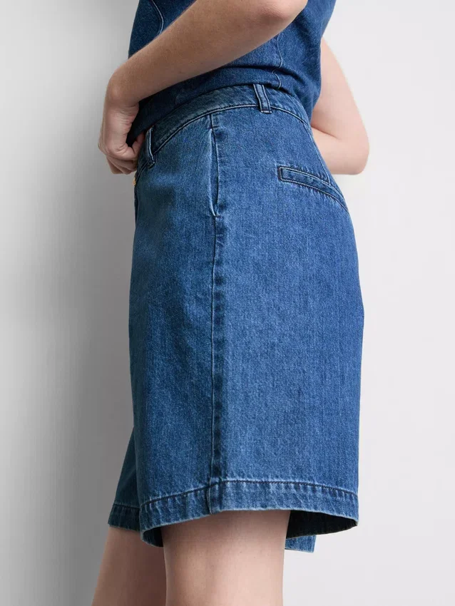 Cotton denim bermuda shorts