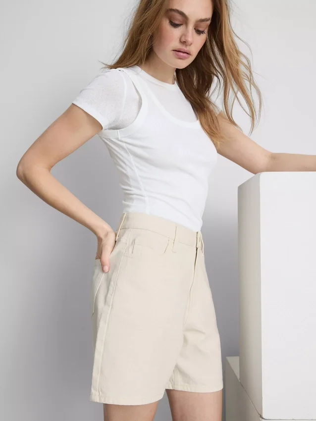 Cotton denim bermuda shorts