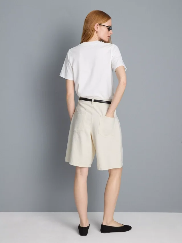 Cotton denim bermuda shorts