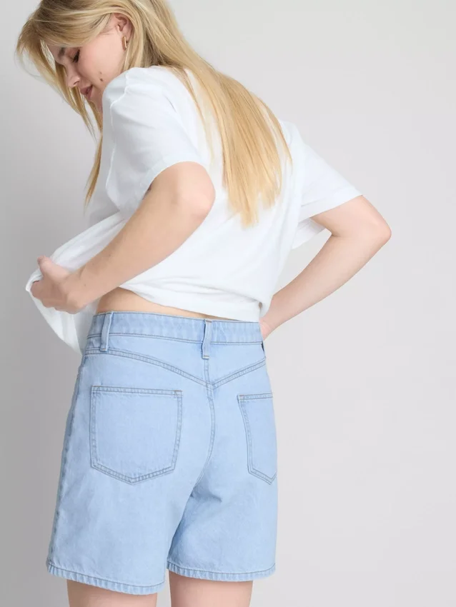 Cotton denim bermuda shorts