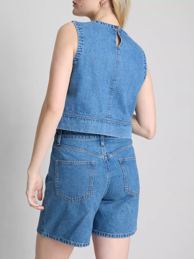 Cotton denim bermuda shorts