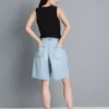 Cotton denim bermuda shorts