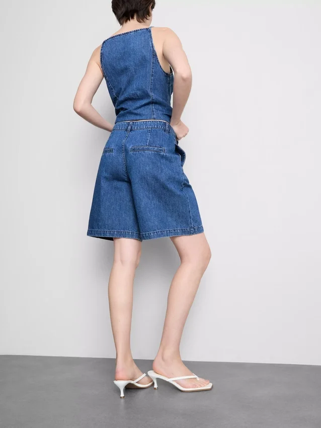 Cotton denim bermuda shorts
