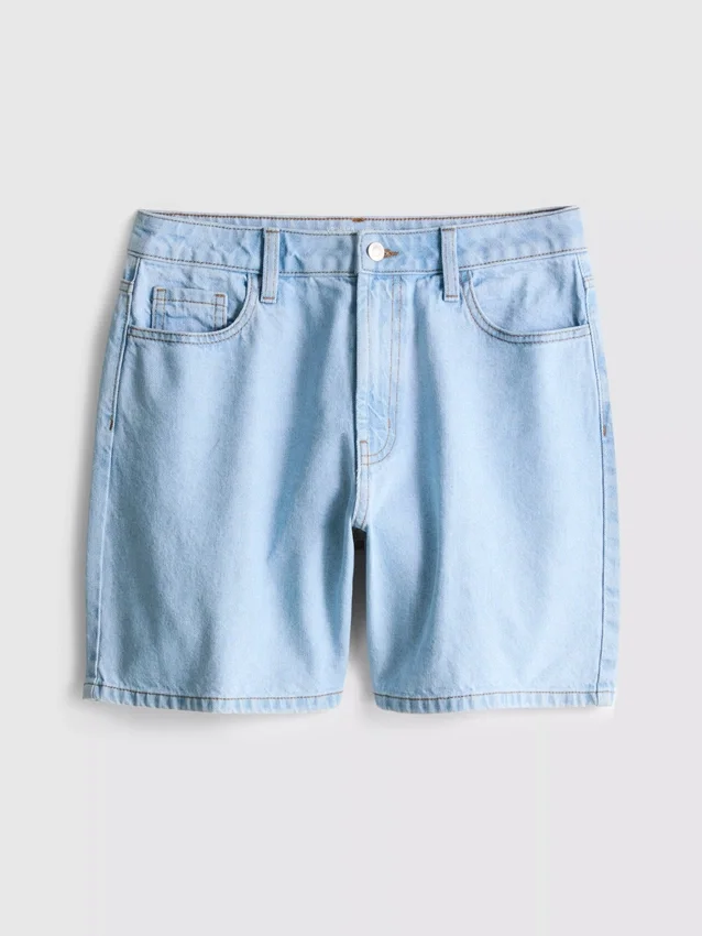 Cotton denim bermuda shorts