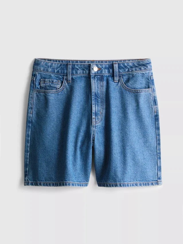 Cotton denim bermuda shorts