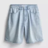 Cotton denim bermuda shorts