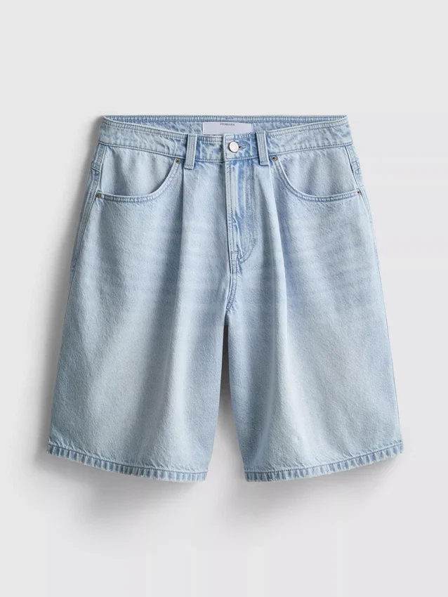 Cotton denim bermuda shorts