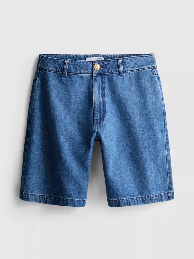 Cotton denim bermuda shorts