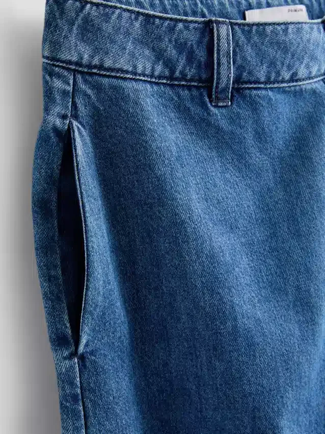 Cotton denim bermuda shorts
