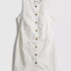 Cotton denim button down mini dress