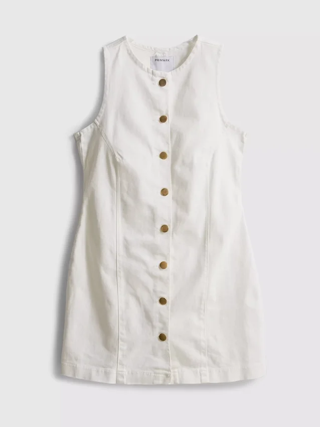 Cotton denim button down mini dress