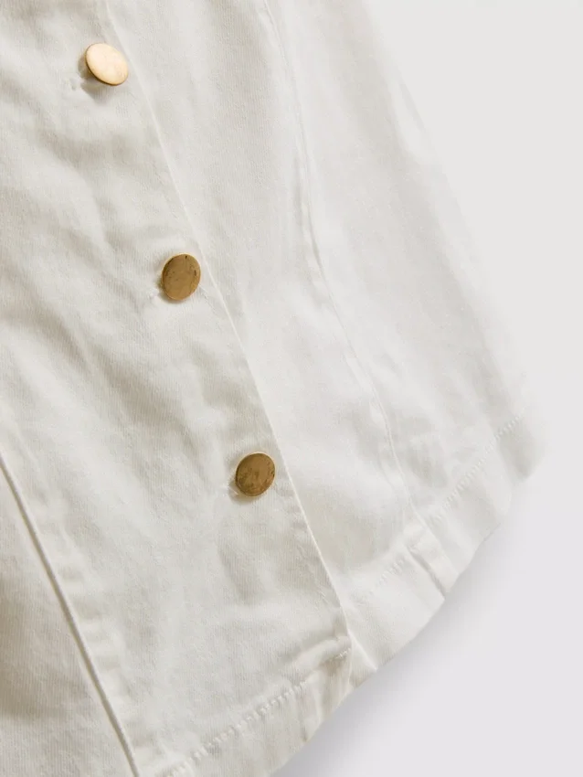 Cotton denim button down mini dress