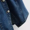 Cotton denim cinched short sleeve top