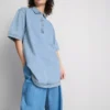 Cotton denim collared mini shift dress