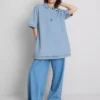 Cotton denim collared mini shift dress