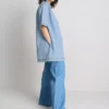 Cotton denim collared mini shift dress