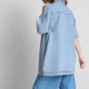 Cotton denim collared mini shift dress