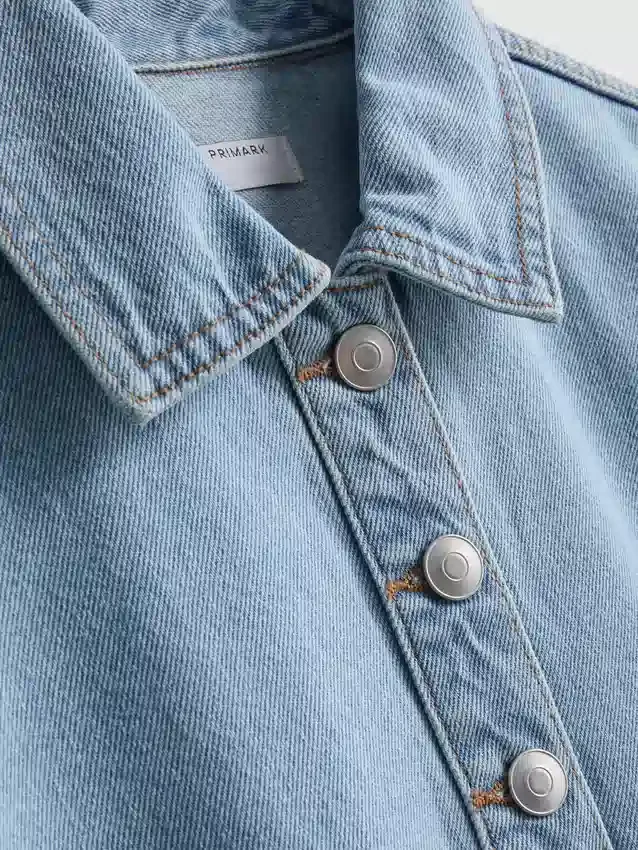 Cotton denim collared mini shift dress