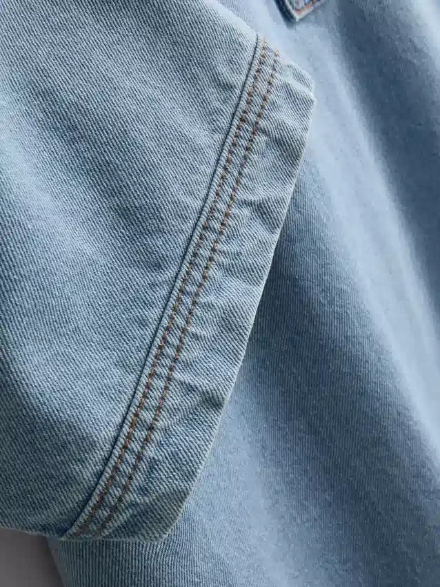 Cotton denim collared mini shift dress