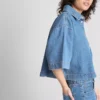 Cotton denim cropped boxy shirt