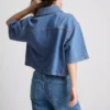 Cotton denim cropped boxy shirt