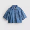 Cotton denim cropped boxy shirt