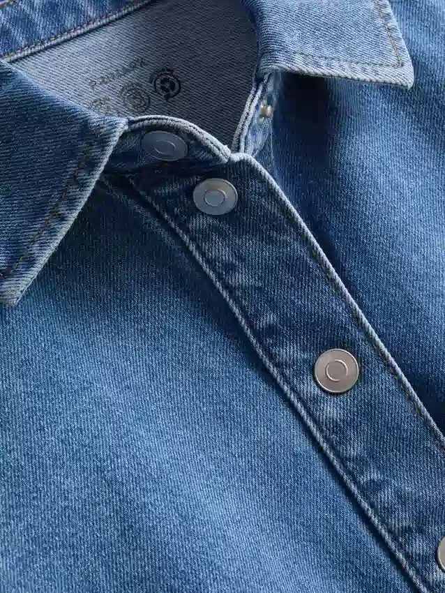 Cotton denim cropped boxy shirt