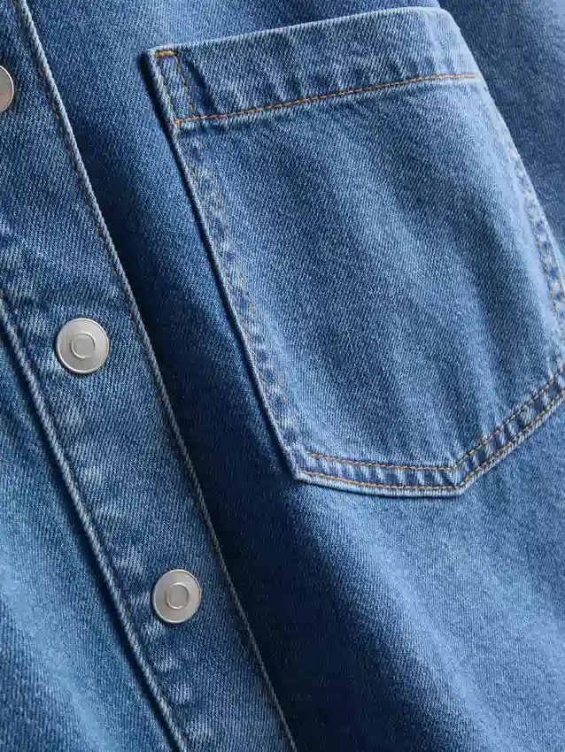 Cotton denim cropped boxy shirt