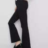 Cotton denim flared mid-rise jeans