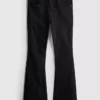 Cotton denim flared mid-rise jeans