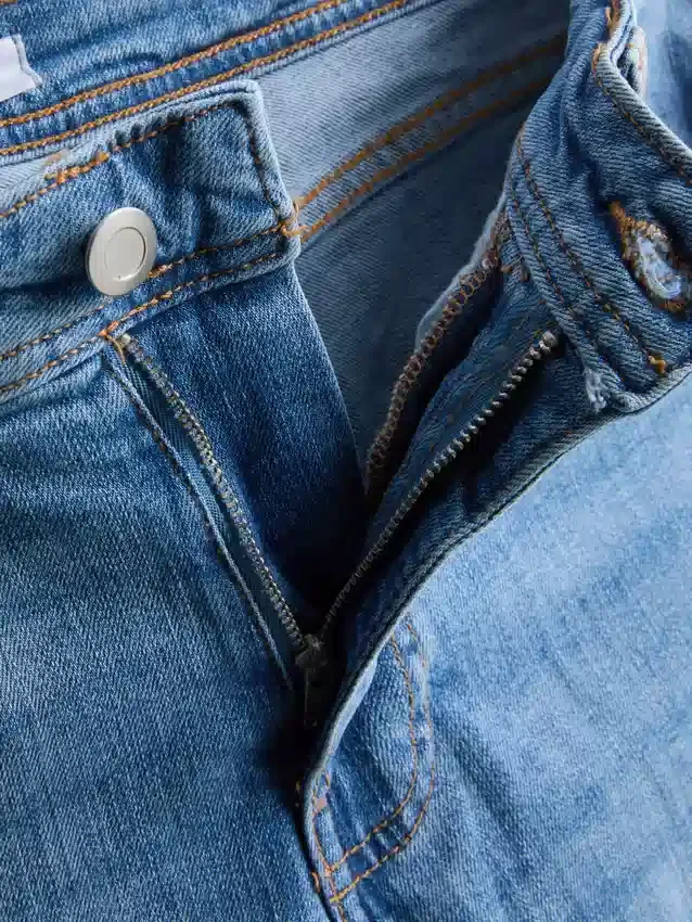 Cotton denim flared mid-rise jeans